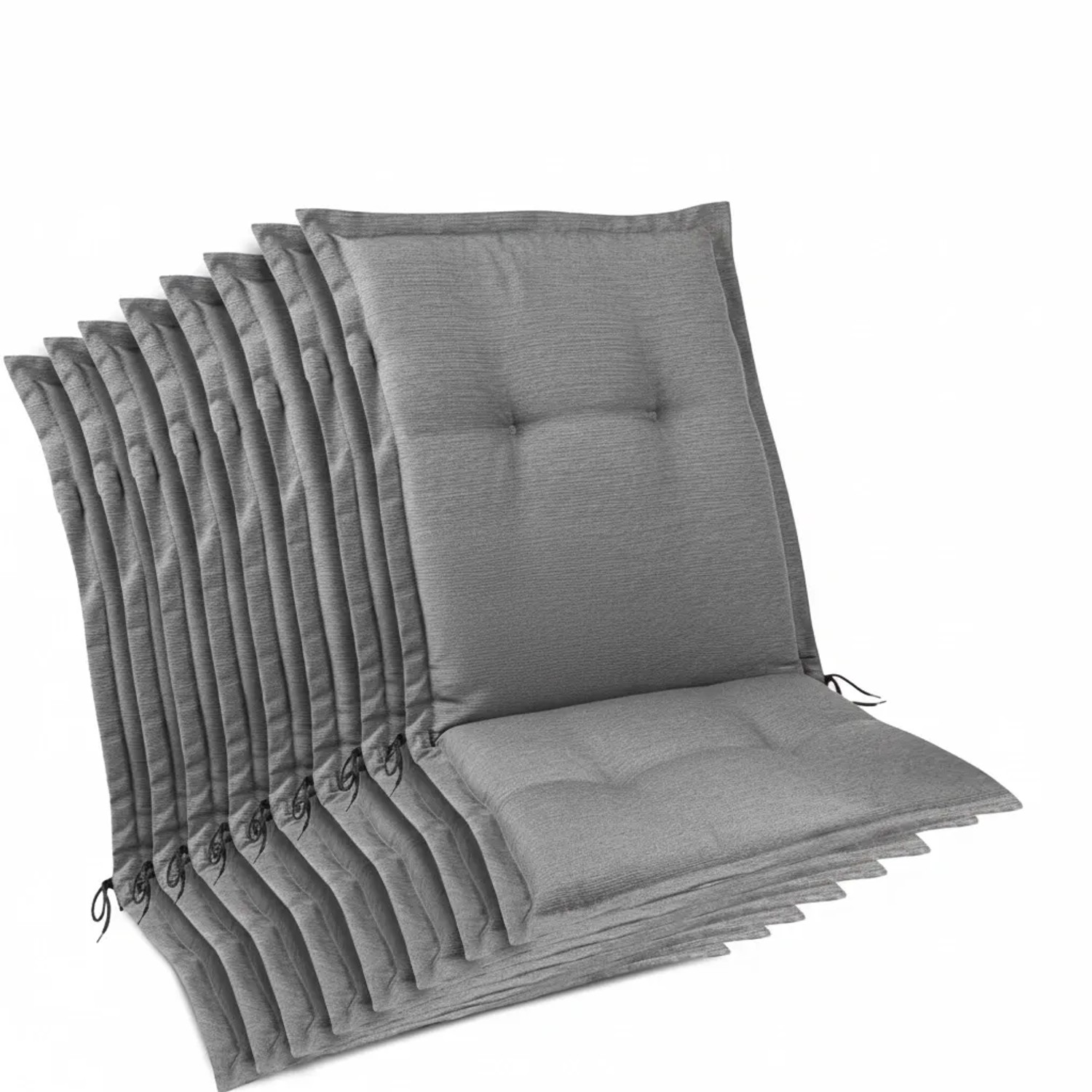Beautissu 8er Set Premium Gartenstuhlauflage Niedriglehner 105x50x7cm Hellgrau