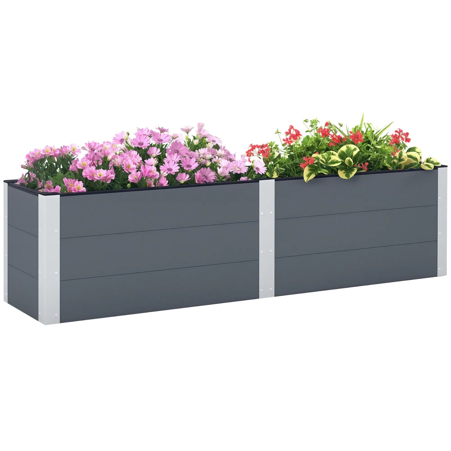 Outsunny Garten-Bett Holzwerkstoff Aluminium Grau 200L x 50B x 56H cm günstig online kaufen