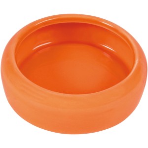 Orangefarbener Trixie Keramiknapf für Hamster, 100 ml, Durchmesser 9 cm.