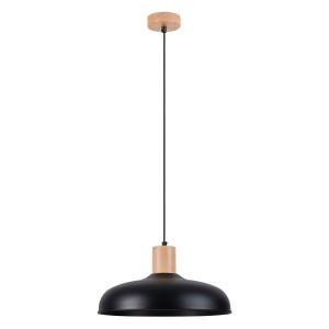 Schwarze Sollux Lighting Pendelleuchte Indy mit Holzdetails, Lampen & Leuchten.
