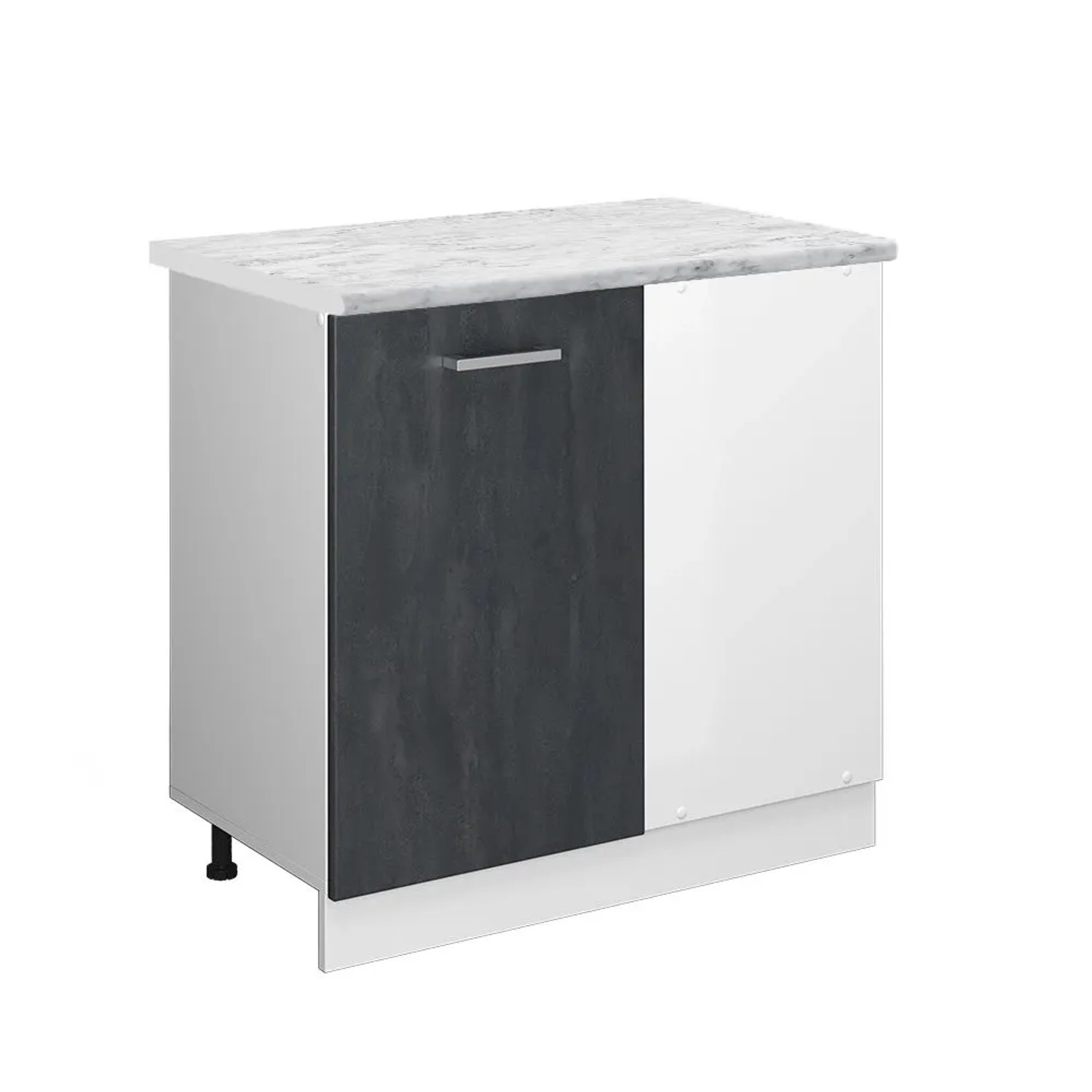 Vicco Eckunterschrank R-Line Küchen Eckschrank Schwarz Beton Weiß 86 cm AP Marmor