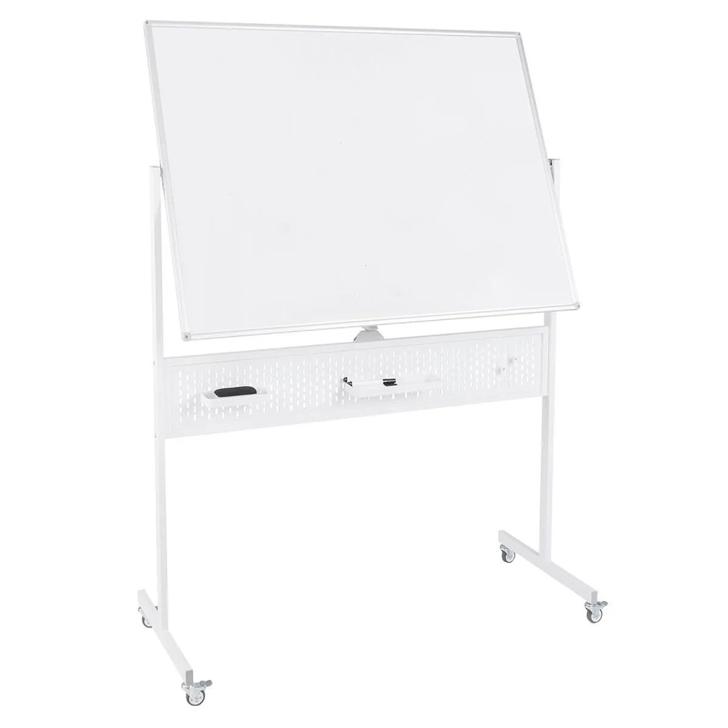 Costway Doppelseitiges Mobiles Whiteboard mit Rollen Weiß 120 x 90 cm