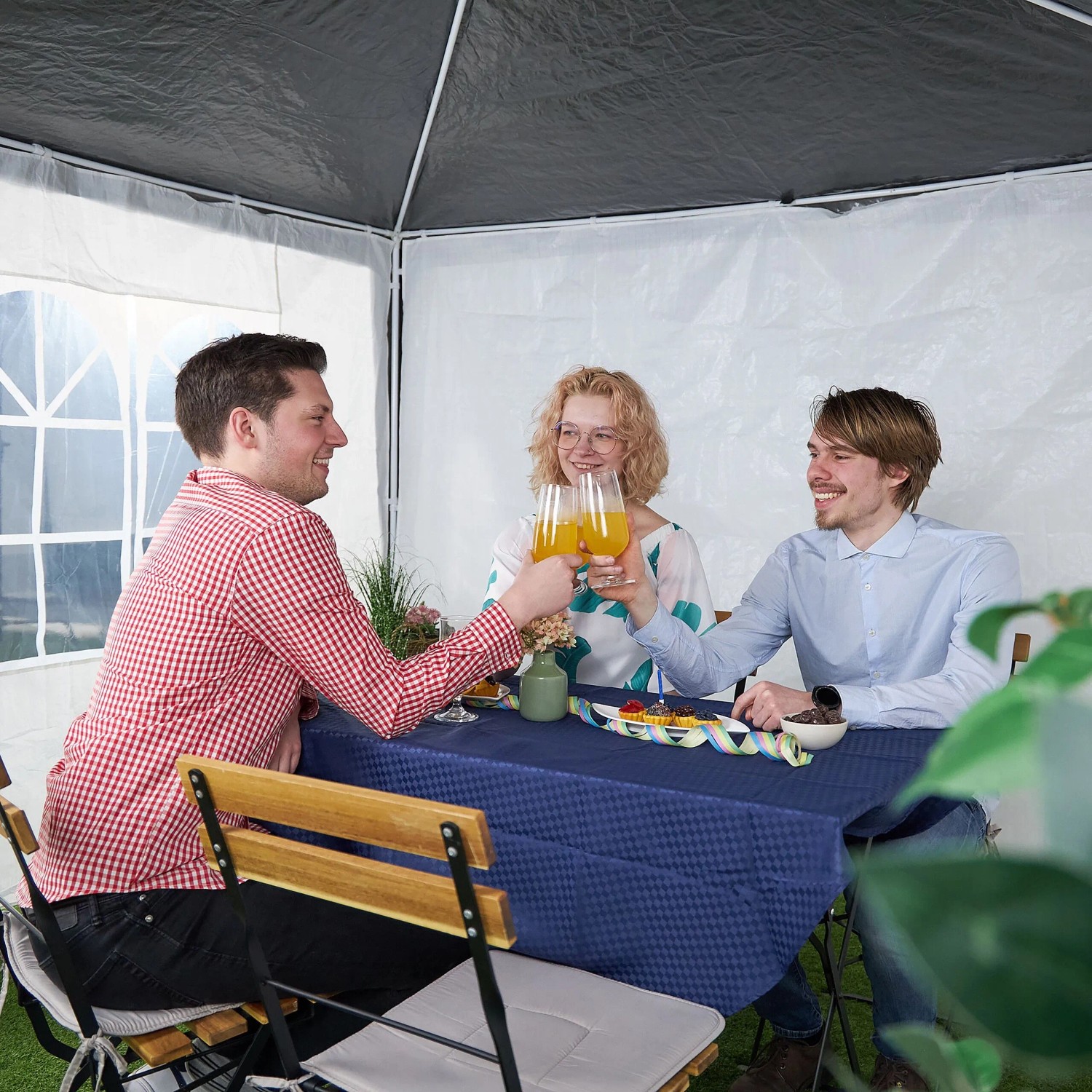 Relaxdays Pavillon Seitenteile 3er Set PE/PVC Weiß Wasserdicht 2 m x 3 m 0,5 kg_5