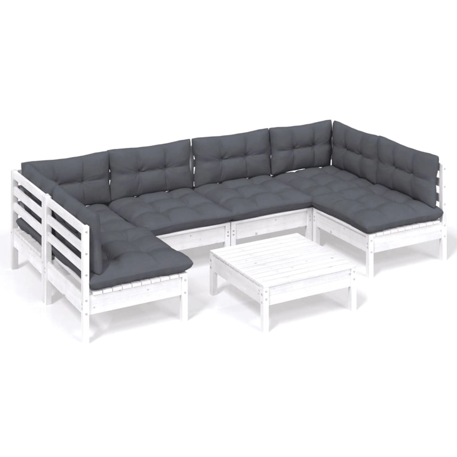 vidaXL 7-Tlg Garten-Lounge-Set mit Kissen Weiß Kiefer Massivholz 3097158 günstig online kaufen