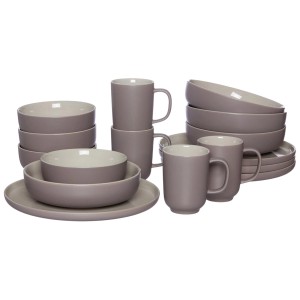 Ritzenhoff & Breker Jasper Kombiservice, 16-teilig in Taupe. Geschirr Set mit Tellern, Schalen und Bechern.