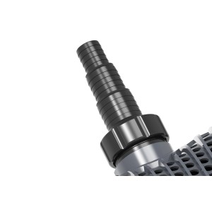 Detailaufnahme: Schlauchanschluss der Heissner Aqua Craft Eco 4900 Teichpumpe.