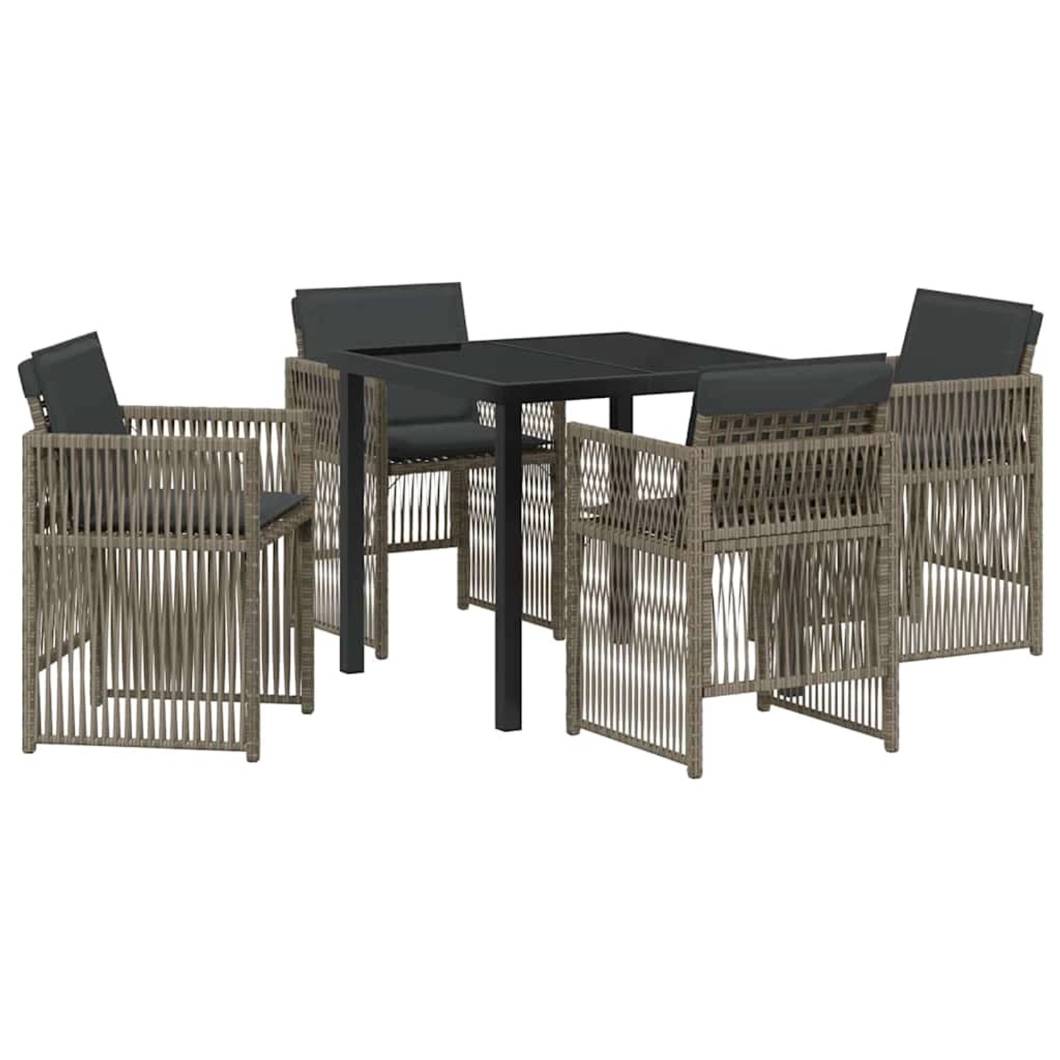 vidaXL Garten Essgruppe 5-Tlg Grau Poly Rattan 3380653 günstig online kaufen