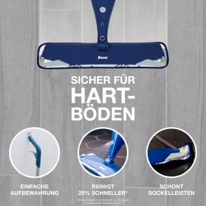 Bona Premium Spray Mop für Hartböden mit Kartusche. Reiniger und Pflegemittel für streifenfreie Sauberkeit.