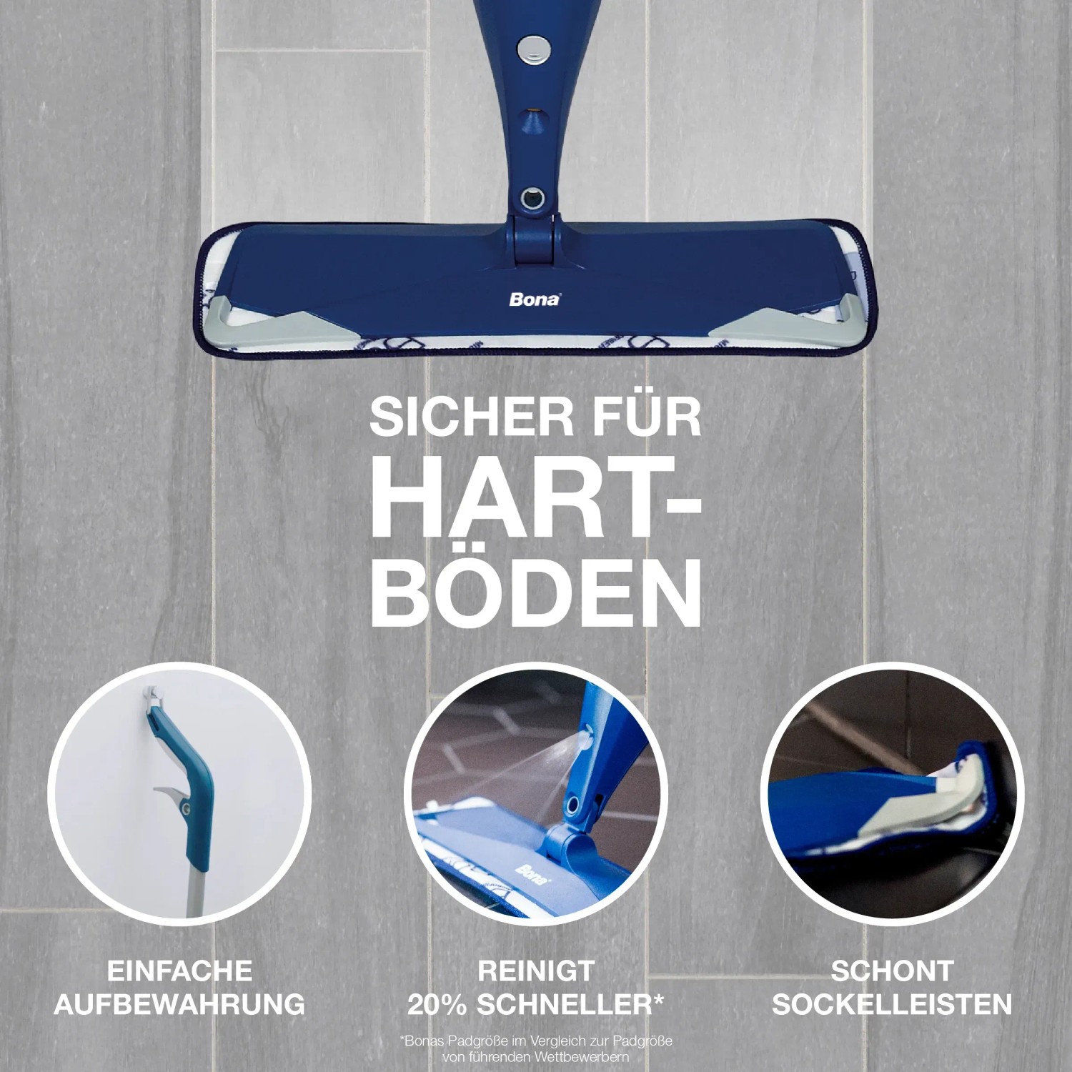Bona Premium Spray Mop für Hartböden mit Kartusche. Reiniger und Pflegemittel für streifenfreie Sauberkeit.