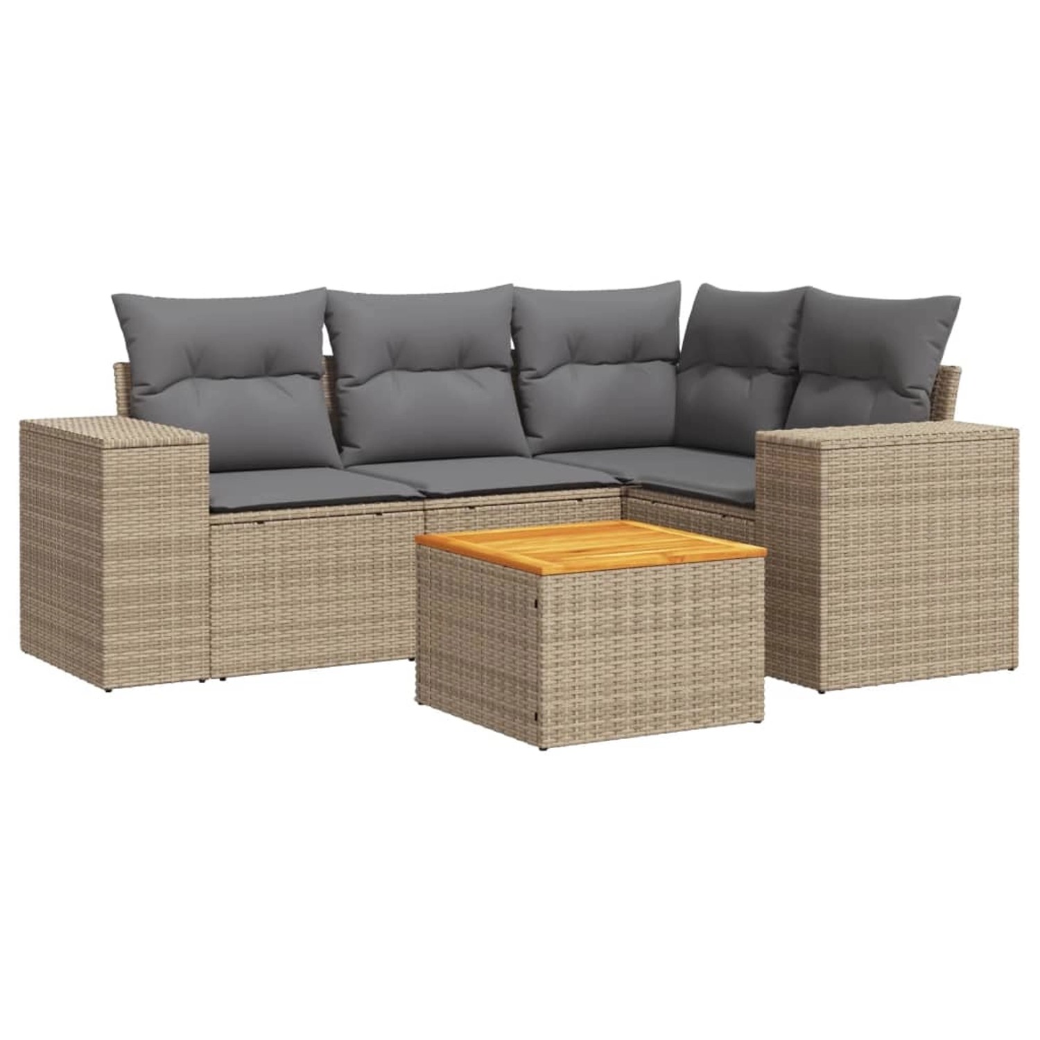 vidaXL 5-Tlg Garten-Sofagarnitur mit Kissen Beige Poly Rattan 3257760 günstig online kaufen