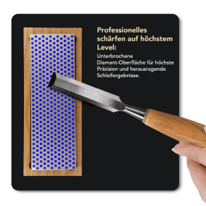 DMT Diamant Schleifstein mit Stecheisen in Holzbox, grobe Körnung. Zum Schärfen von Werkzeugen.