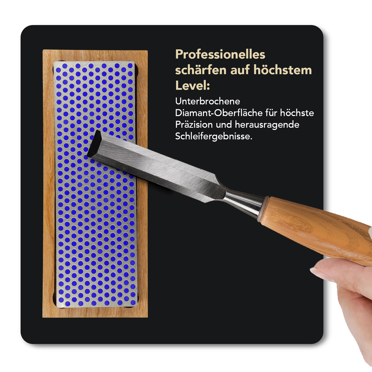 DMT Diamant Schleifstein mit Stecheisen in Holzbox, grobe Körnung. Zum Schärfen von Werkzeugen.