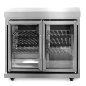 MyOutdoorKitchen Modul-Kühlschrank mit zwei Türen aus Edelstahl für Outdoorküchen.