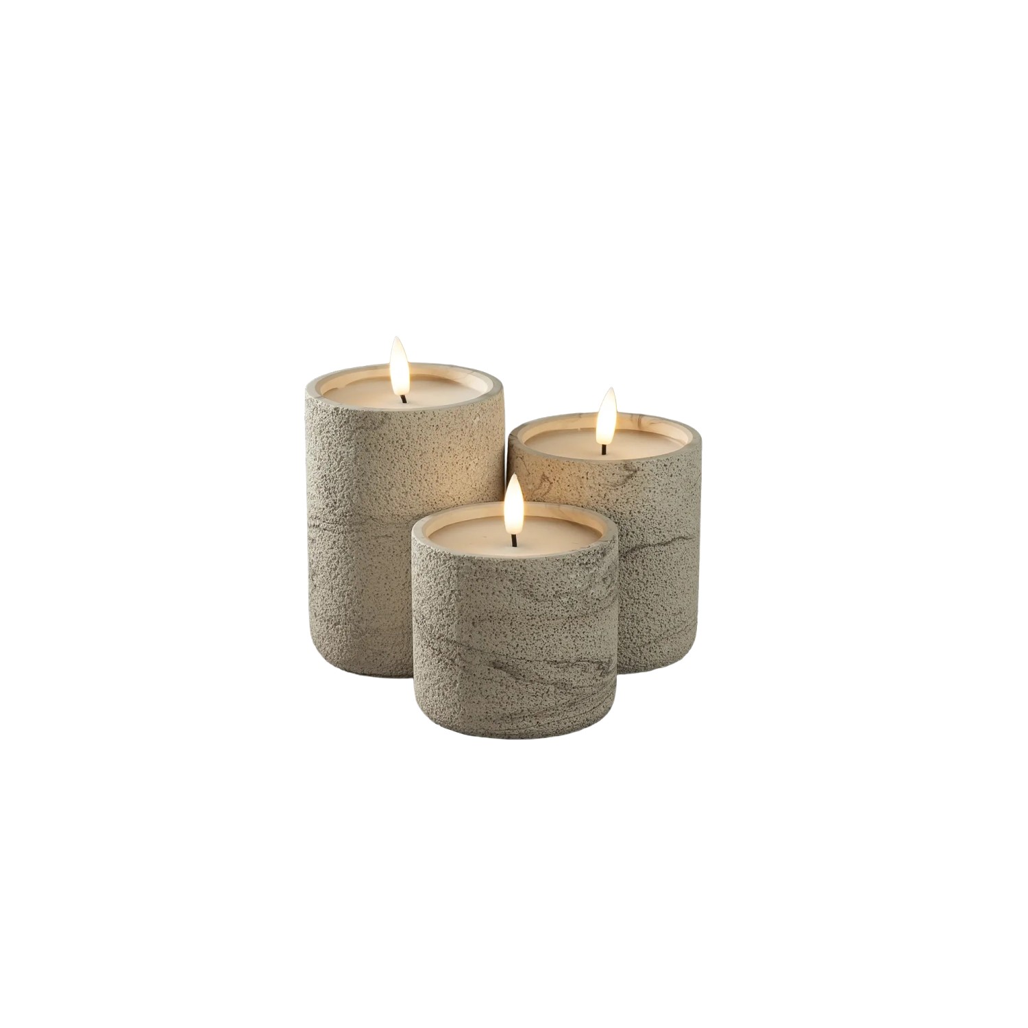 Konstsmide LED-Kerze Betonoptik für Innen Ø 8,8 cm x 10 cm Beige