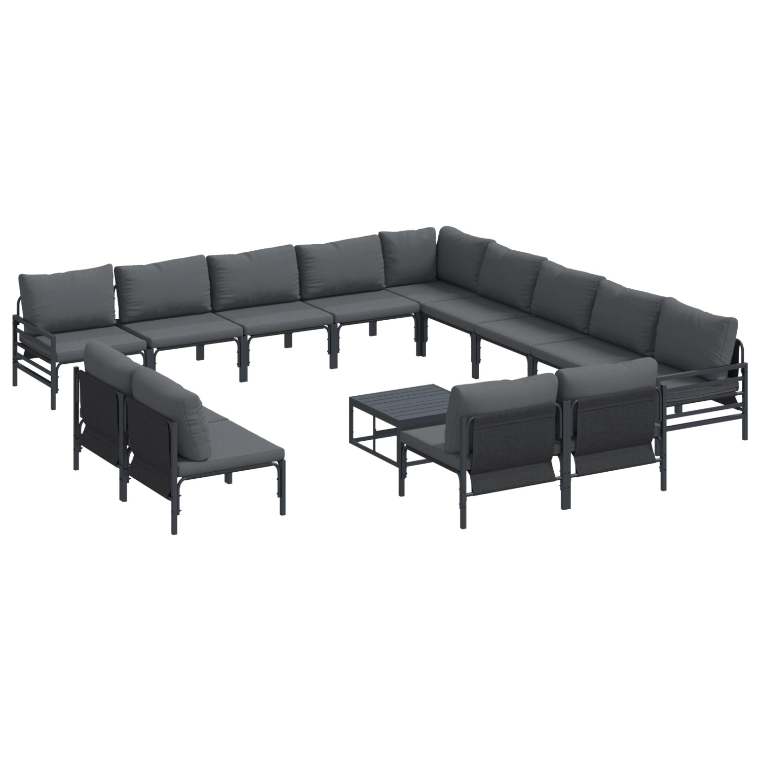 vidaXL Garten-Sofa-Set 14-Tlg Anthrazit Stahl 3379033 günstig online kaufen