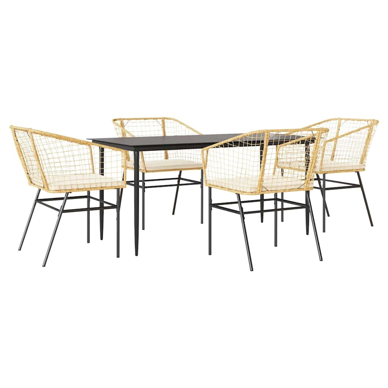 vidaXL 5-Tlg Garten-Essgruppe mit Kissen Braun Poly Rattan Glas 3334509 günstig online kaufen