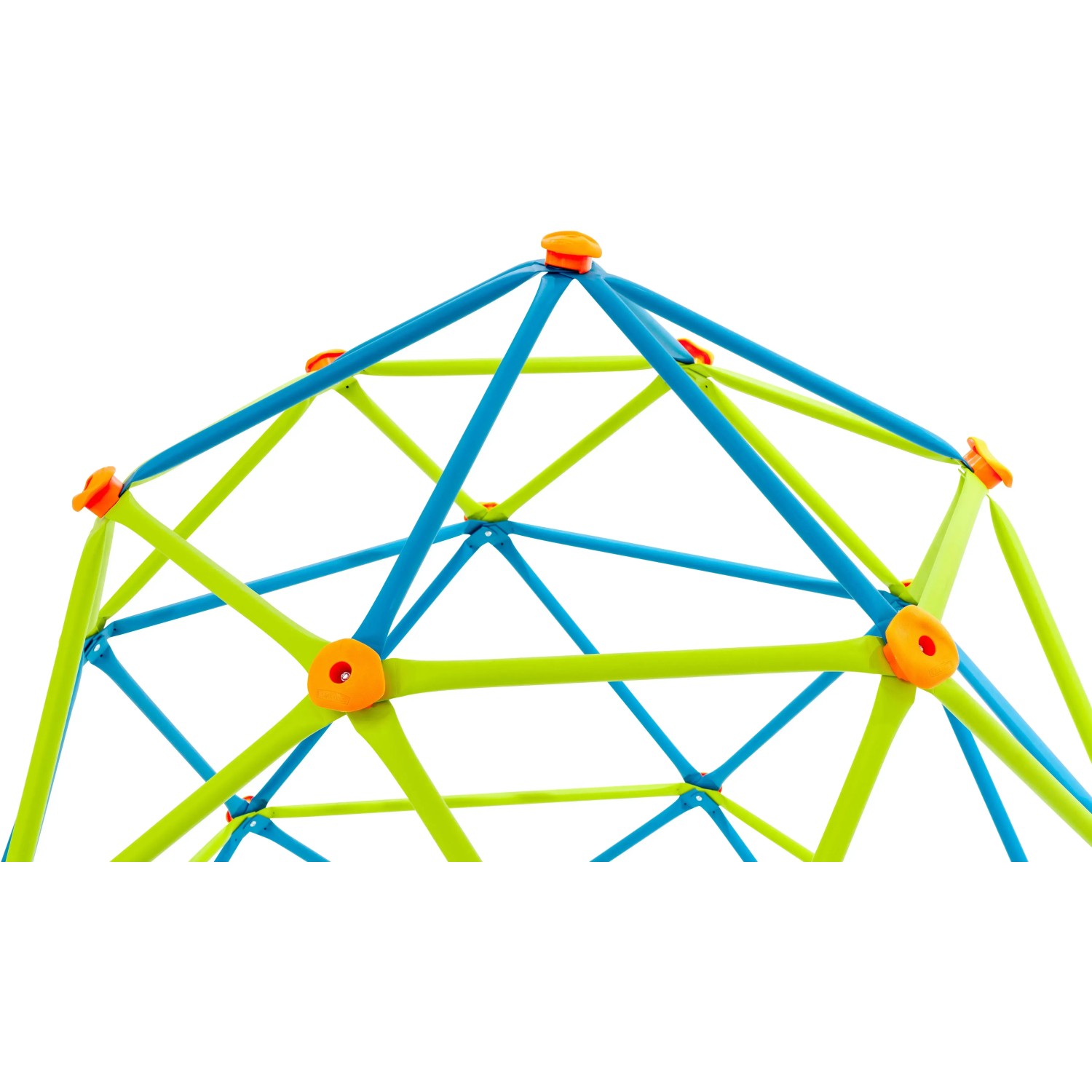 Detailaufnahme des blau-grünen Lifetime Klettergerüst Geodome. Spielturm für Kinder.