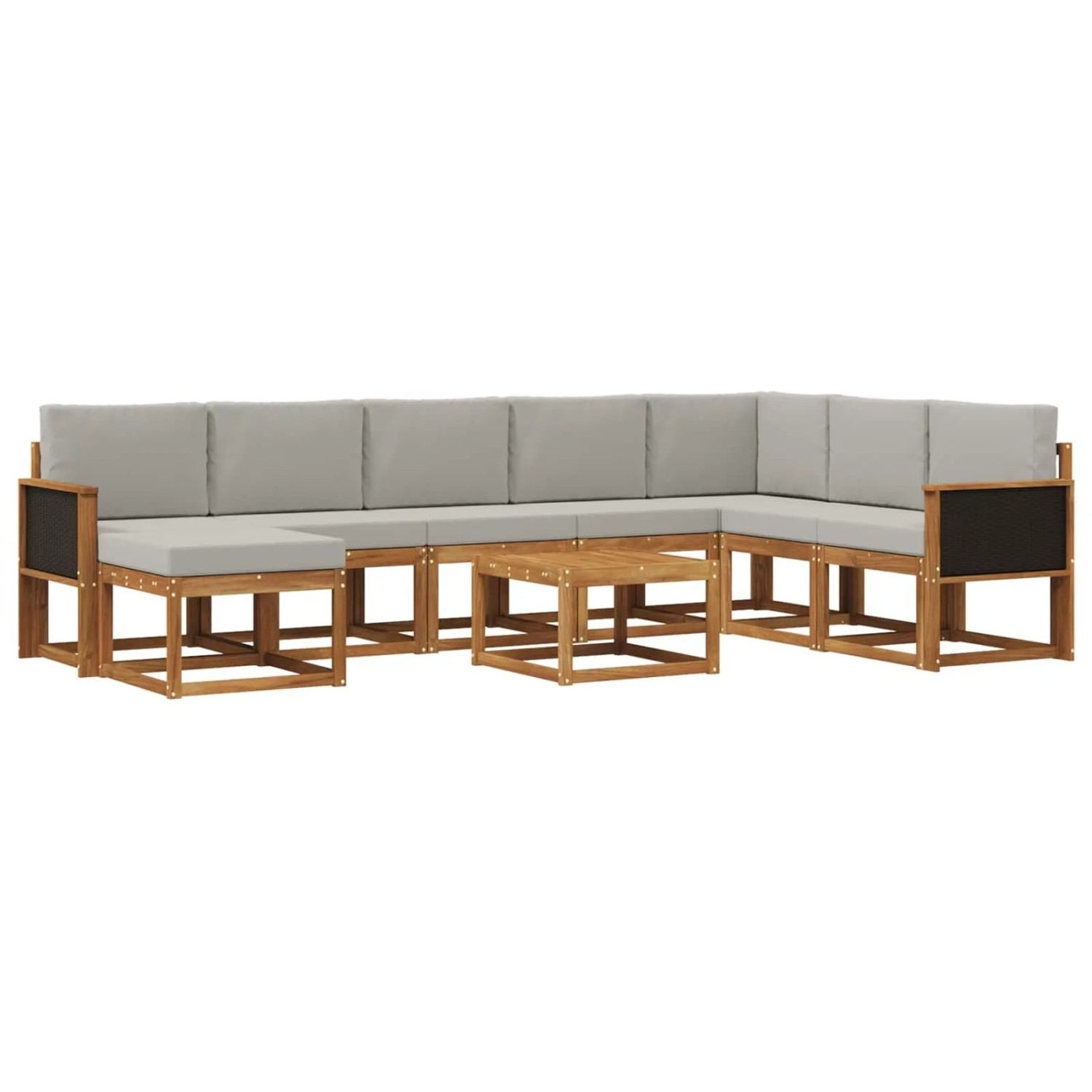vidaXL Outdoor-Sofagarnitur mit Kissen 9 Stk Natur und Hellgrau 3385462