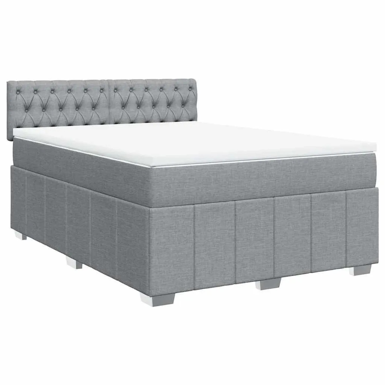 vidaXL Boxspringbett mit Matratze Hellgrau 160x200 cm Stoff 3287126