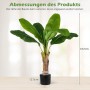 Grüne Kunstpflanze Bananenbaum, 107 cm hoch, mit realistischen Blättern in schwarzem Topf. Ideal für tropisches Flair.