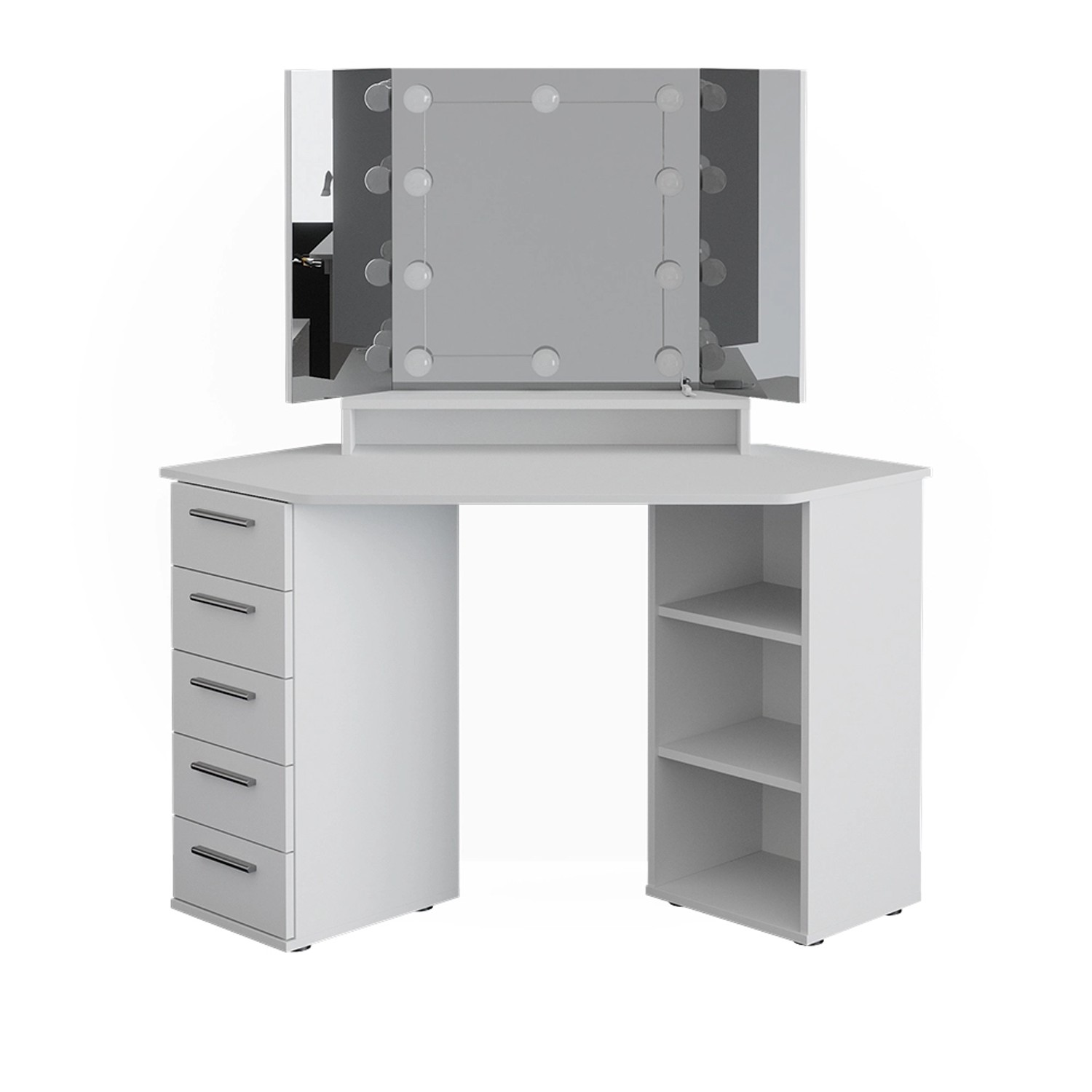 Vicco Eckschminktisch Sofia Weiß/Weiß 128.4 cm mit LED Beleuchtung günstig online kaufen