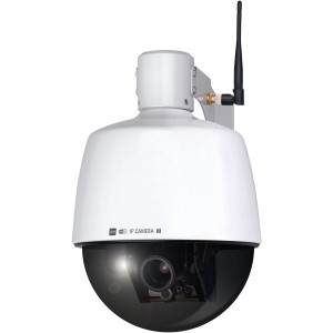 Elro Netzwerk-Kamera C904IP.2, schwenkbare PTZ Überwachungskamera in Weiß mit Antenne.