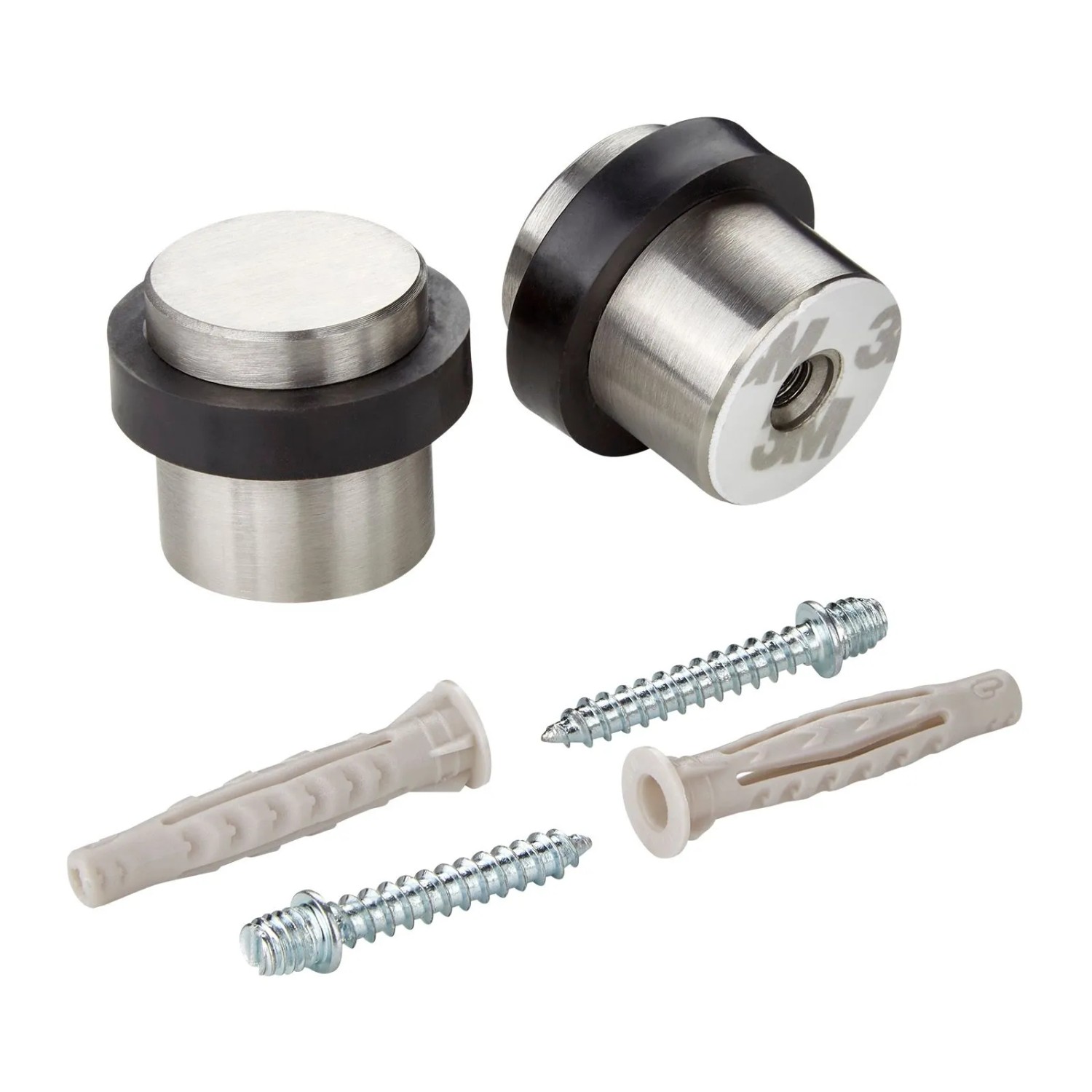 SOTECH 2er Set Türstopper STOPPER Ø36 mm H 32 mm Echt Edelstahl SS201 Gebürstet Bodenmontage Selbstklebend Stockschraube