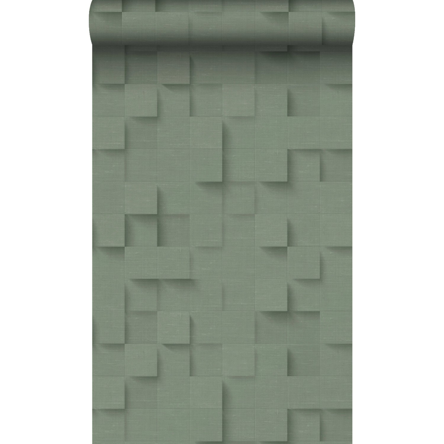 Origin Wallcoverings Tapete 3D-Würfel Graugrün 50 x 900 cm günstig online kaufen