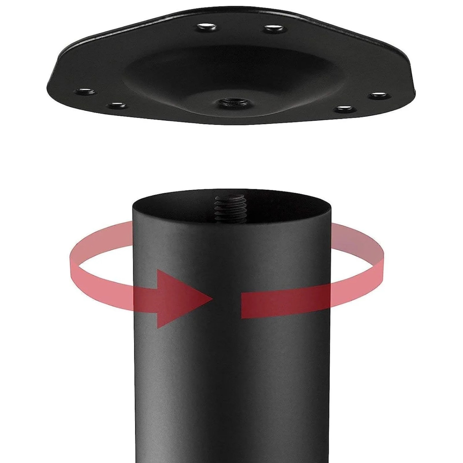 SOTECH Tischbein, 710 mm hoch, Ø76/80 mm, Stahl schwarz, höhenverstellbar.