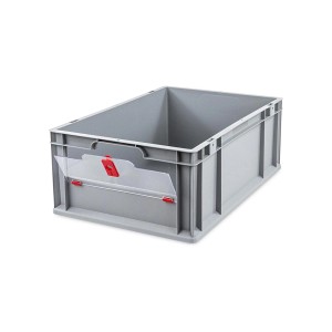 Graue PROREGAL Eurobox mit rotem Deckel, 44 Liter. Eurobehälter für Lagerung und Transport.