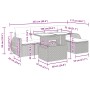 vidaXL 6-tlg. Garten-Sofagarnitur Grau Poly Rattan mit Maßen für Planung.