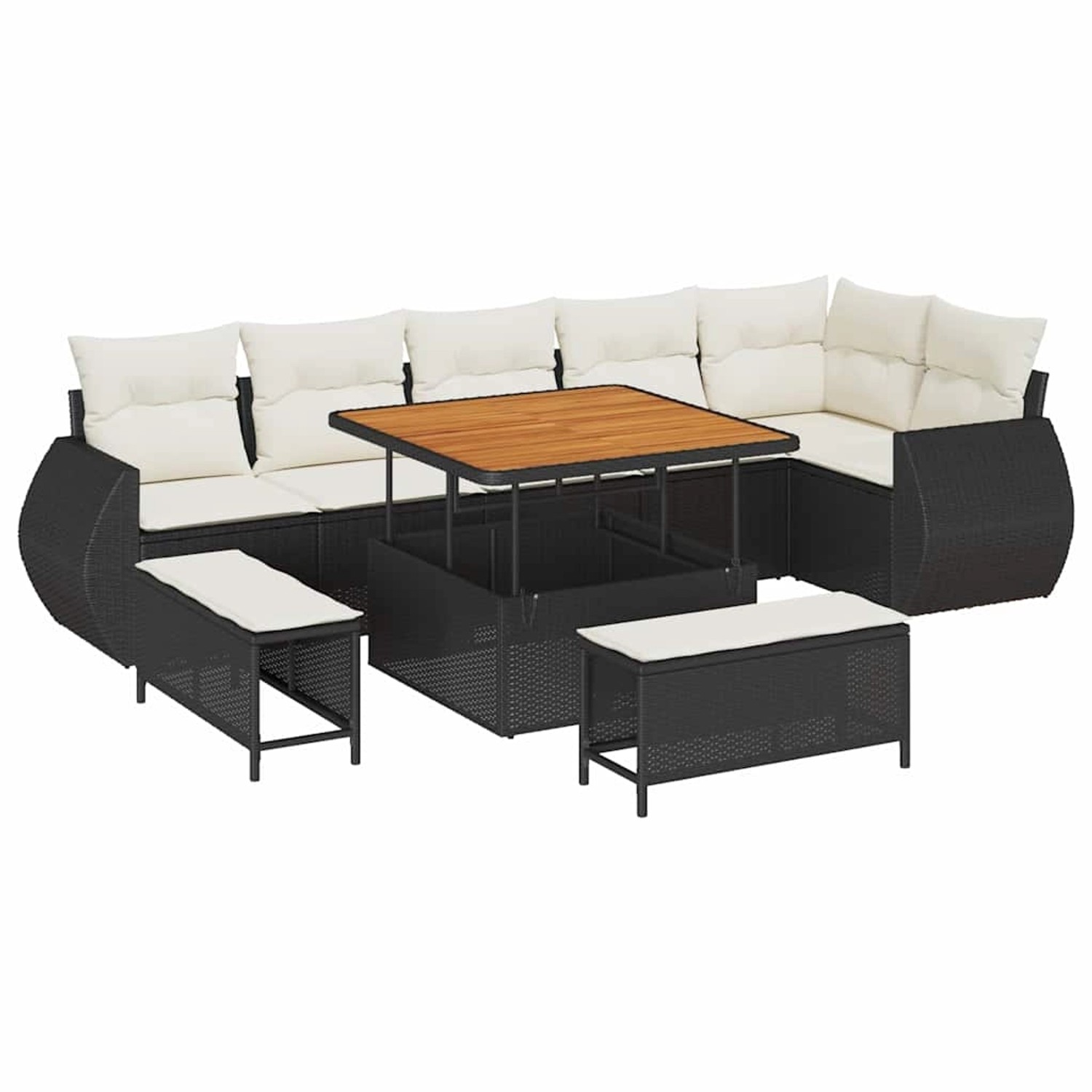 vidaXL Garten-Sofa-Set 9-Tlg Schwarz Poly Rattan 3361885 günstig online kaufen