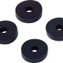 Vier schwarze Zapfhahnscheiben aus Gummi, 4 mm x 4 mm x 17 mm, zur Abdichtung von Ventilen.