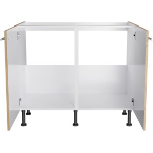 Optifit Spülenunterschrank Erik290 in Wildeiche, 100 cm breit, mit zwei Türen und Stauraum.