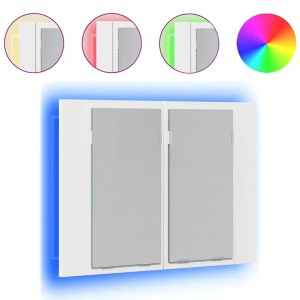 Weißer vidaXL LED-Spiegelschrank, 60x12x45 cm, mit RGB-Beleuchtung für das Badezimmer.