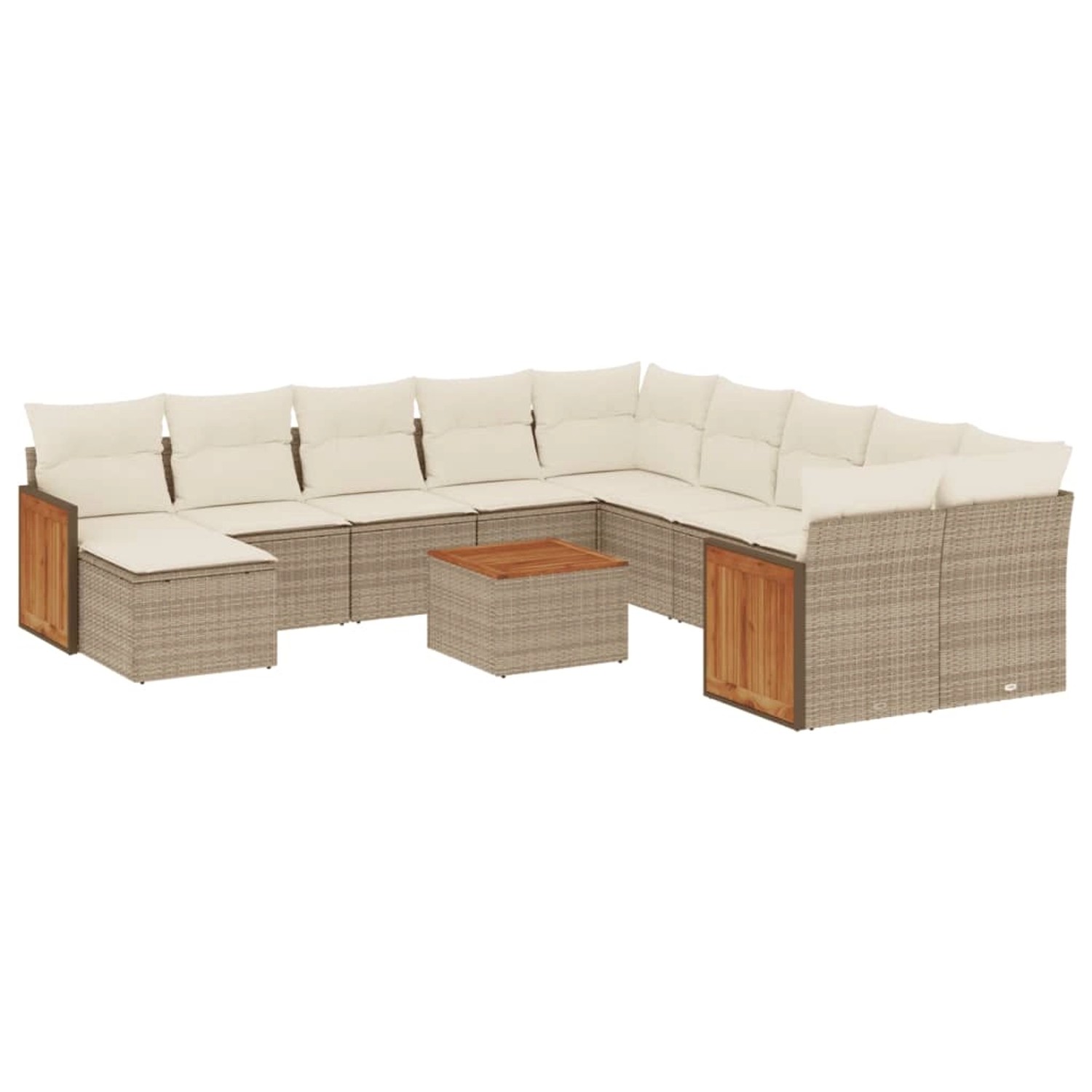 vidaXL 12-Tlg Garten-Sofagarnitur mit Kissen Beige Poly Rattan 3228256 günstig online kaufen