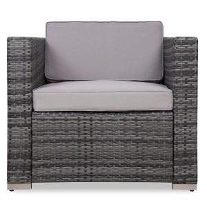 Grauer Svita Rattan Sessel California/Lugano mit Kissen, Ergänzung für Gartenmöbel-Set.