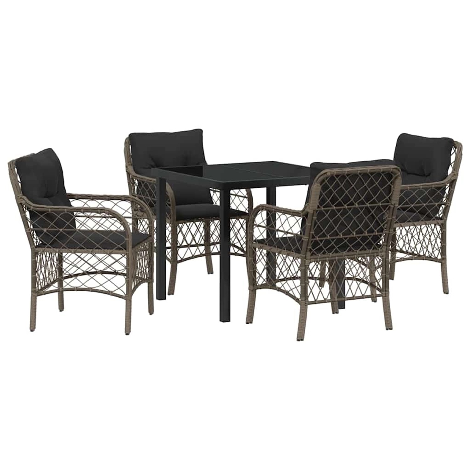 vidaXL Garten Essgruppe mit Kissen 5-Tlg Grau Poly Rattan 3380219 günstig online kaufen