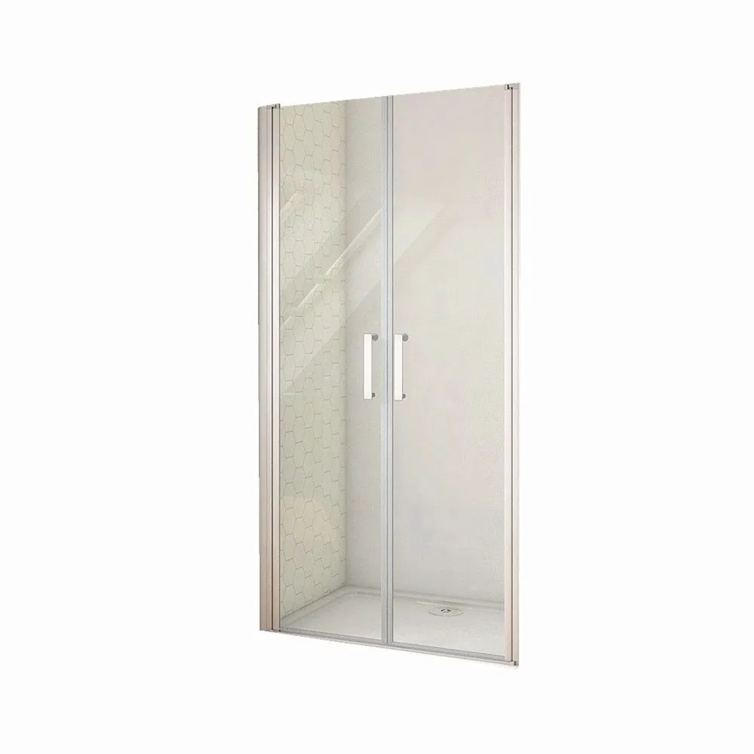 Duschparadies Nischentür Schwingtür Doppeltür 100 x 185cm Duschtür 5mm ESG Sicherheitsglas Klarglas