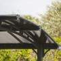 Detailansicht des anthrazitfarbenen Canopia Carport Arcadia 8500 mit gewölbtem Dach.