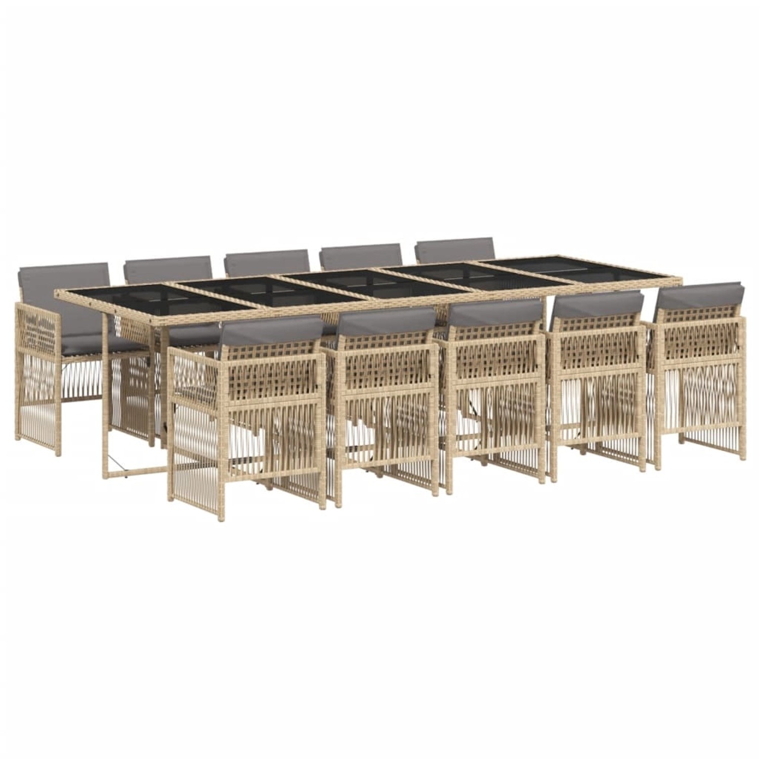 vidaXL 11-Tlg Garten-Essgruppe mit Kissen Beigemischung Poly Rattan 3210936 günstig online kaufen