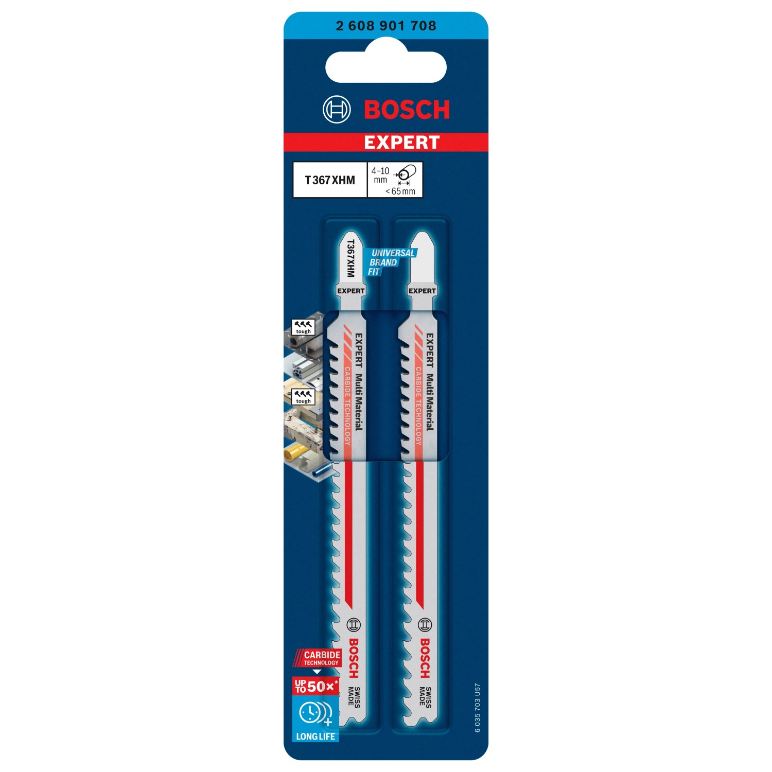 Bosch Expert T 367 XHM Stichsägeblätter für Multi-Material, 2 Stück im Set.