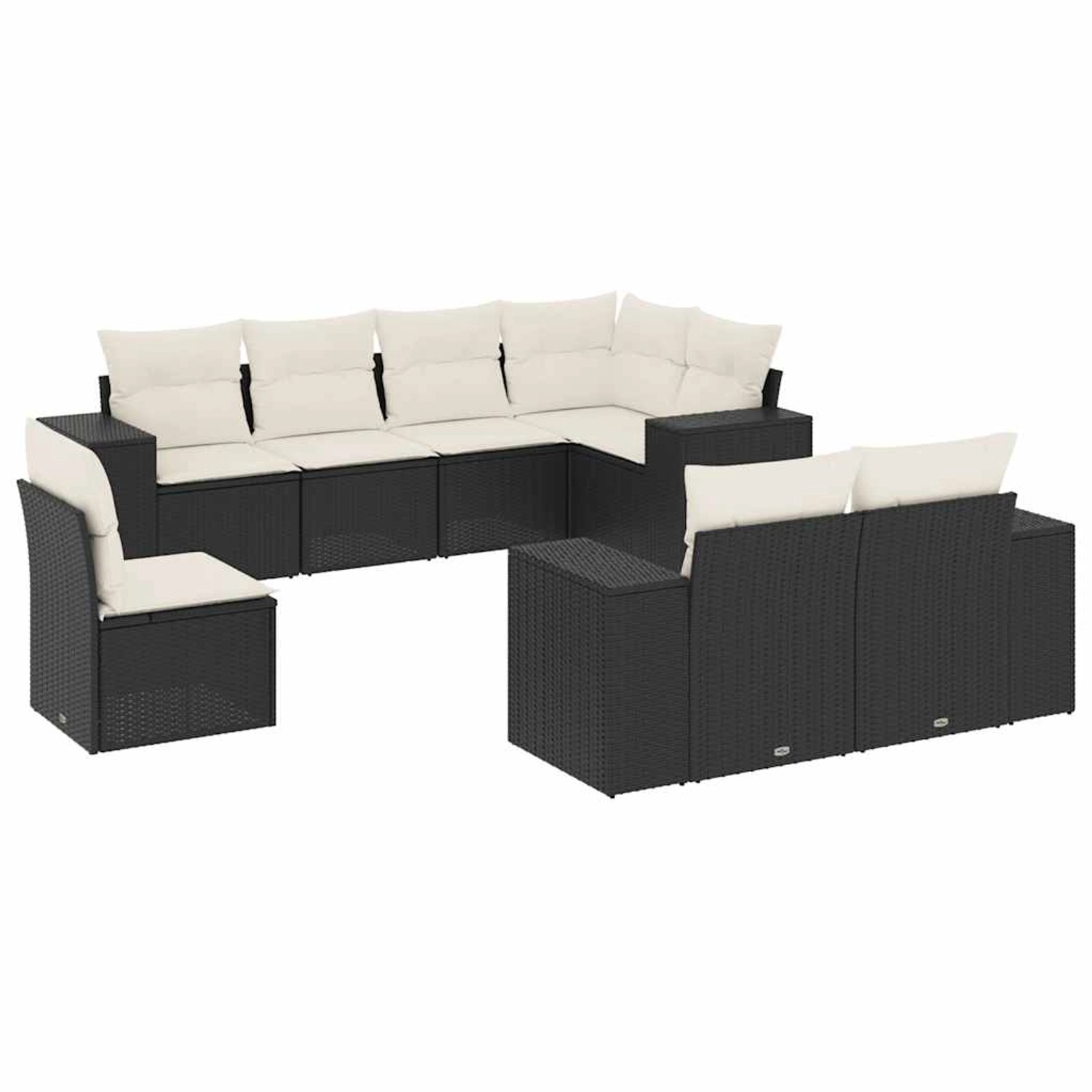 vidaXL 8-Tlg Garten-Sofagarnitur mit Kissen Schwarz Poly Rattan 3255173 günstig online kaufen