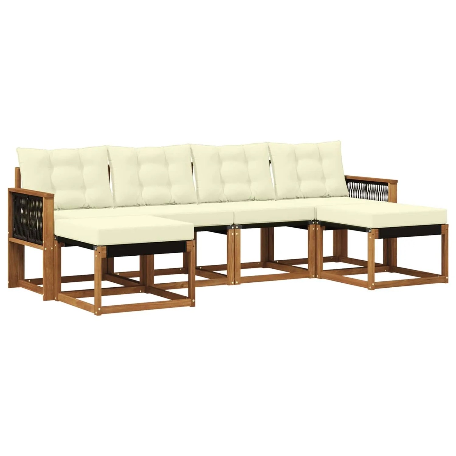 vidaXL Outdoor-Sofagarnitur mit Kissen 6 Stk Natur und Creme 3382126