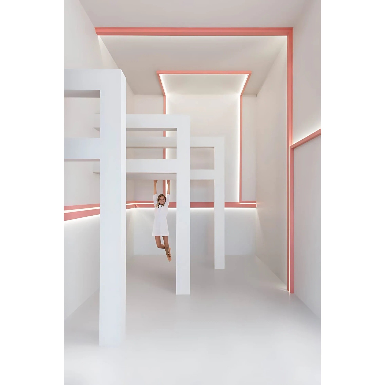 Raum mit ORAC DECOR Eckleisten C383 für indirekte Beleuchtung, weiß, modern.