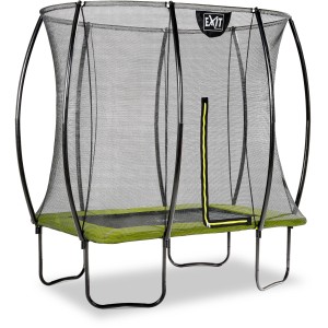 Rechteckiges, grünes EXIT Silhouette Trampolin 153x214cm mit Sicherheitsnetz.