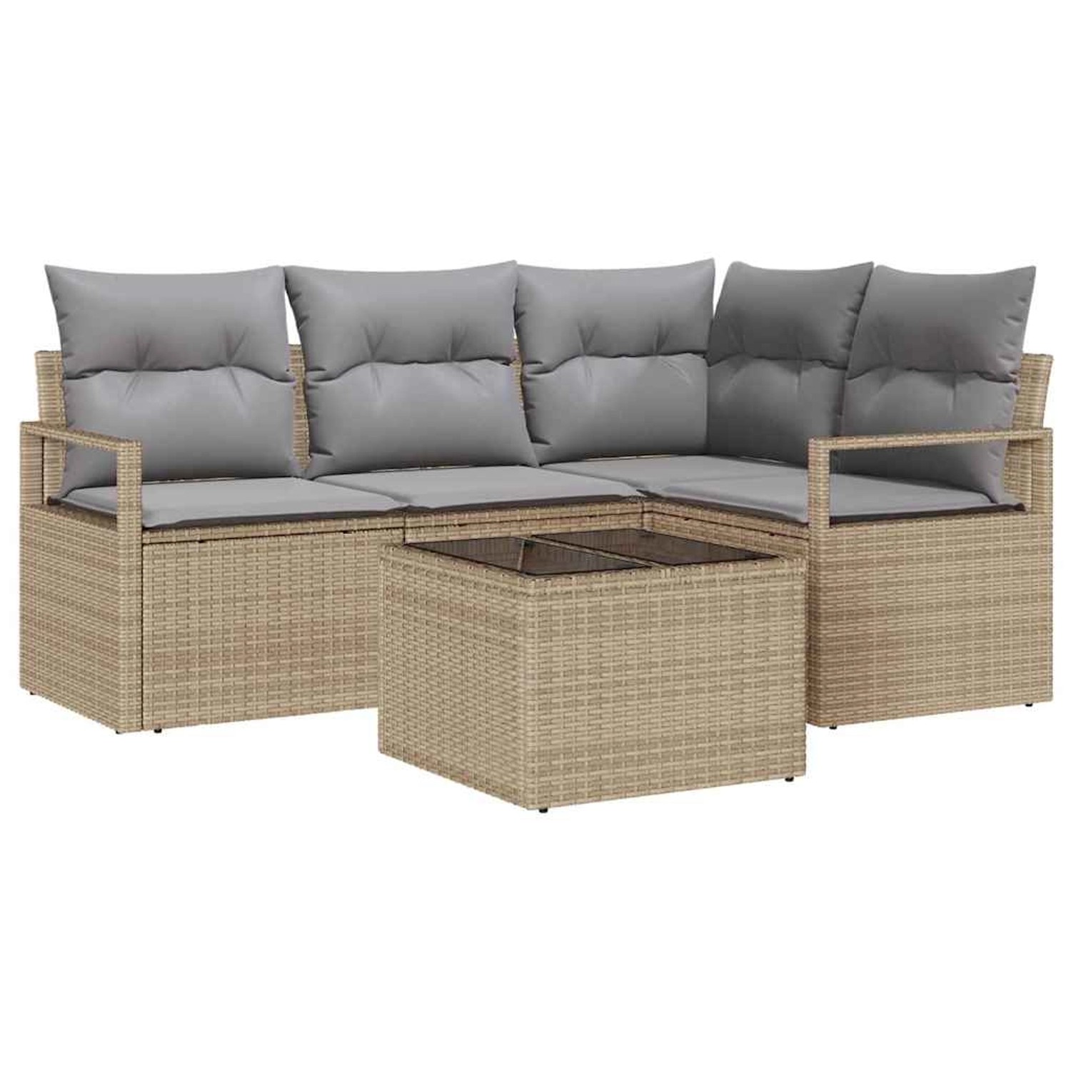 vidaXL Garten-Sofa-Set 5-Tlg Beige Poly Rattan 3346370 günstig online kaufen