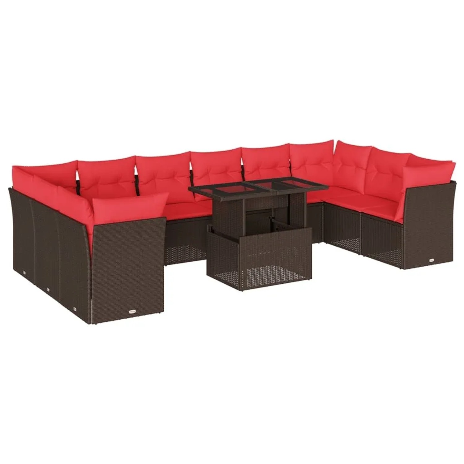 vidaXL 11-Tlg Gartensofa-Set mit Kissen Braun Polyrattan 3266864 günstig online kaufen