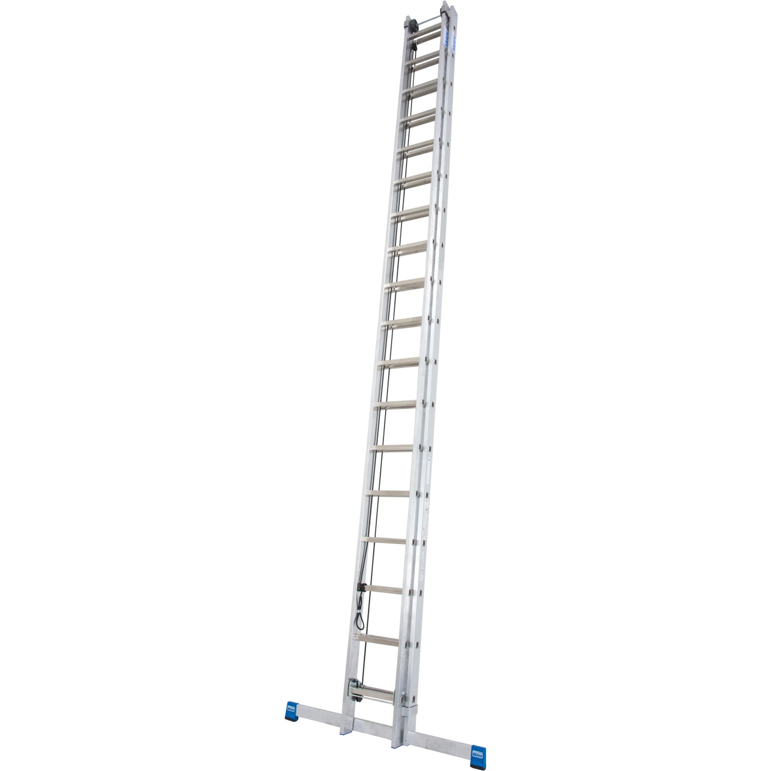 Krause Seilzugleiter Stabilo, 2-teilig, aus Aluminium mit 18 Sprossen. Für den Außenbereich.