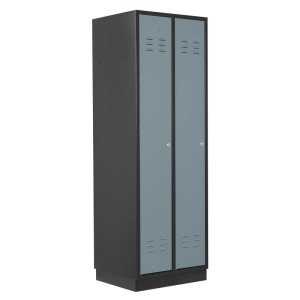 PROREGAL Garderobenschrank, anthrazitgrau/silbergrau, 2-türig, 178x60x50cm.
